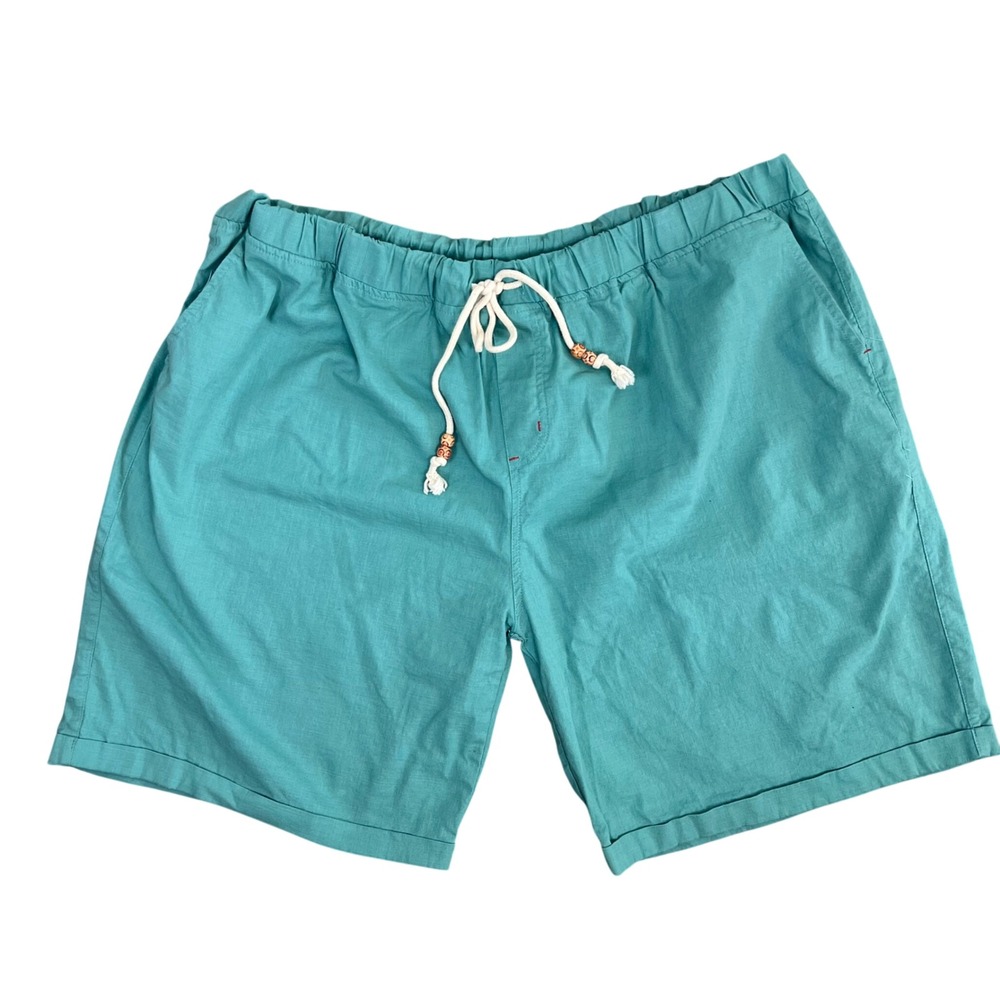 Sailwind Mens 3XL NWT Teal Linen Blend Drawstring Shorts Wooden Bead Detail New